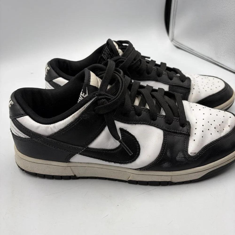 Nike Dunk Low Panda Mens 10 Black White Leather Low Top Sneakers‎ DD1391-100